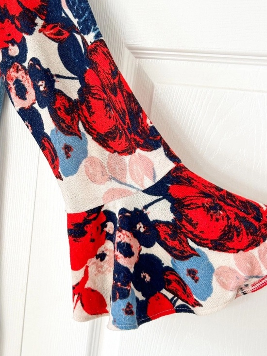 Maeve Cream Mini Dress with Red, Navy & Blush Floral Motif - Picture 7 of 8